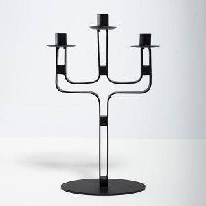 Metal candle holder with 3 positions, black 25.5x9x39.5cm