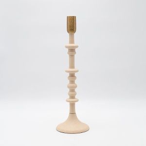 Metal candlestick, beige-gold 10.5x10.5x35.5cm