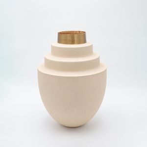 Metal vase beige-gold 26x26x36.5cm