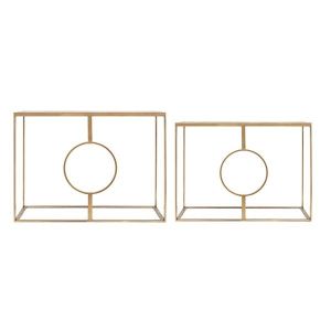 Метална конзола S/2 със стъклен плот, златиста, 107x35.5x79см / 102x30.5x74см