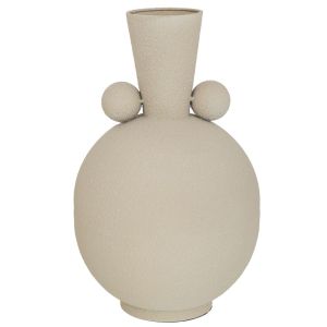 METAL ROUND VASE IN CREAM COLOR 24X24X38.5 CM