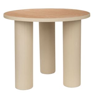 МЕТАЛНА ПОМОЩНА МАСА В КРЕМАВ ЦВЯТ С ДЪРВЕНА ПОВЪРХНОСТ 59X59X50 СМ