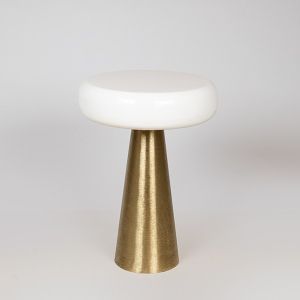 Метална помощна маса, бяло-златна, 41x41x56см