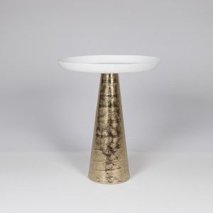 Метална помощна маса, бяло-златна, 45x18x53см