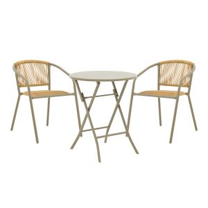 METAL DINING TABLE ALBERO-LINDARIA IN CHAMPAGNE COLOR, DIMENSIONS 60X70 CM