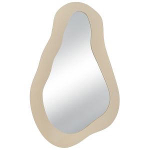 МЕТАЛНО СТЕННО ОГЛЕДАЛО С НЕПРАВИЛНА ФОРМА В КРЕМАВ ЦВЯТ 50X27X76 СМ