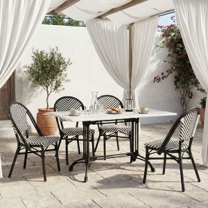 Zosal marble table with cast iron in white-black shade 110x70x71.8cm