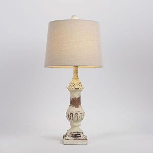 Polyresin table lamp, ecru, 26x53 cm