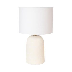 Table lamp with white fabric shade, ceramic, white, 28x46cm