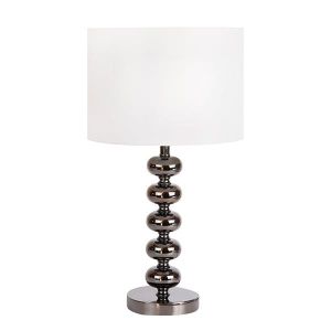 Table lamp with white fabric shade, metallic black, 30x54cm