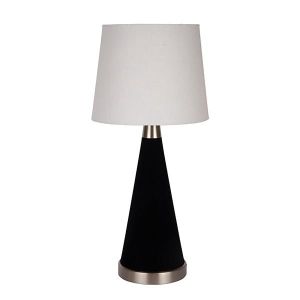 Table lamp with white fabric shade, metallic, black-gold, 24x50cm