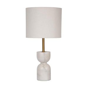 Table lamp with white fabric shade, marble - metallic beige 25x50cm