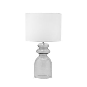 Table lamp with linen lampshade white glass black 30x30x53cm