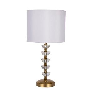 Table lamp with fabric shade, white crystal - metallic gold 25x50cm