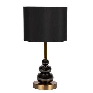 Table lamp with fabric shade, brown metallic, gold - black 23x44cm