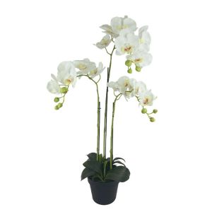 Орхидейно растение бели цветя Real Touch в саксия - в82 см 2/8 кутия