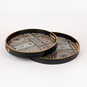 Поднос от пълно стъкло, кафяв, 40x40x4см / 36x36x4см