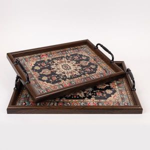 Поднос от пълно стъкло, кафяв, 49.5x36.5x6см / 44x31x6см