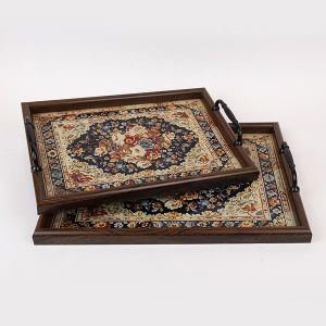 Поднос от пълно стъкло, кафяв, 49.5x36.5x6см / 44x31x6см