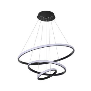 RINGS LED CHANDELIER METAL WITH BLACK LAMPSHADE D60X100CM