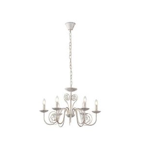 Chandelier metal-glass 6 lamps 6xe14 Max8w Φ650x1120mm white gold Arte Illumina Duke