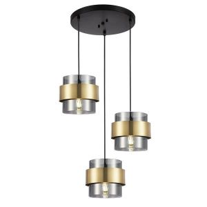 Chandelier with 3 lamps, rosette, 3xe27, max. 15w, max. 15w, 430x1215 mm, max. 15w, black gold, Arte Illumina Reliac