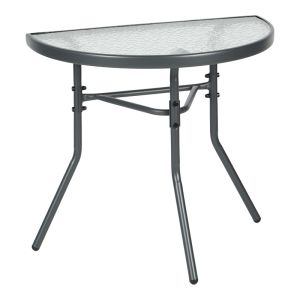 SEMI-ROUND TABLE BION GLASS-METAL IN DARK GREY COLOR 70X40X65CM