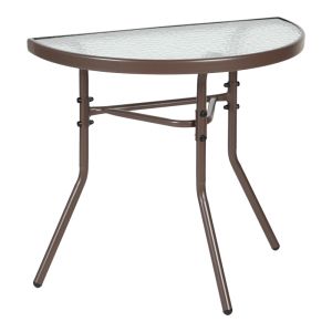 SEMI-ROUND TABLE BION GLASS-METAL IN BROWN COLOR 70X40X65CM