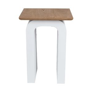 Помощна маса дървена бяла - натурална 40x40x55см