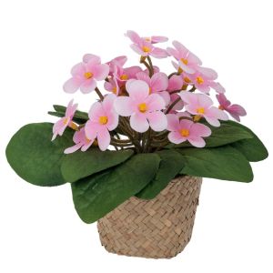 PINK FLOWERS 17 CM IN A SEAGRASS POT 9X7