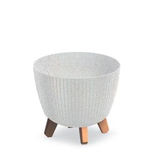 САКСИЯ ОТ ПЛАСТМАСА LAMIA ECO WOOD, БЯЛ ЦВЯТ, 23X23X20 СМ