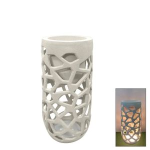 Саксия от фиберглина, бежова, с Led осветление, перфориран варец - Φ46x90см 1/кутия