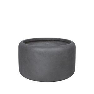 Саксия от фиберглина, сива, с въглищна бухел, помпа, къса, голяма - Φ55x33см