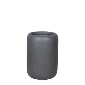 Саксия от фибърглина, сива, бухел за дървени въглища, висока, малка - Φ32x45см