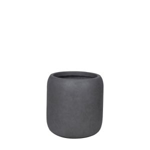 Саксия от фибърклайн, сива, с въглищна бухел, малка - Φ32x34см