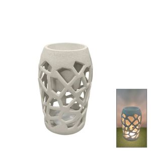 Саксия от фибърклей с бял пясък с Led светлина, отвор, тясна основа - Φ46x70см 1/кутия