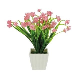 Pot with pink flowers - 8x8x23cm 96/box