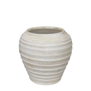 Flowerpot/vase, cement pot, beige on the rim - Φ23x25cm 2/2 boxes