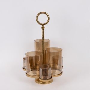 Candlestick metal - glass 6 positions 40x33x62.5cm