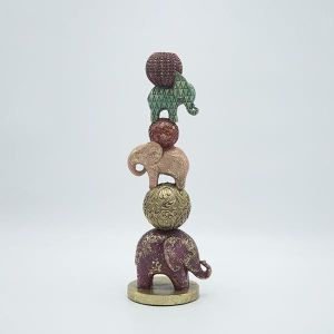 Candlestick elephant polyresin gold 13x11x35cm