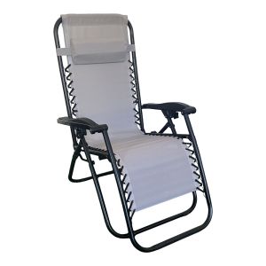 FOLDING CHAIR MIRKA MADE OF TEXTILE-METAL, IN ANTHRACITE-BLACK COLOR, DIMENSIONS 65X165X110 CM
