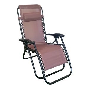 FOLDING CHAIR MIRKA MADE OF TEXTILE-METAL, IN BROWN-BLACK COLOR, DIMENSIONS 65X165X110 CM