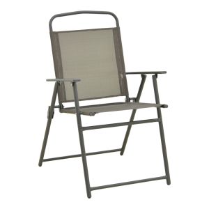 FOLDING CHAIR VELA ANTHRACITE METAL-TEXTILE IN CHAMPAGNE COLOR 53X58X90CM