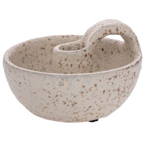 GREY CERAMIC CANDLEHOLDER 14X14X10 CM