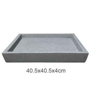Сива гранитна квадратна чиния за саксия - 40.5x40.5x4см 5 бр./кутия