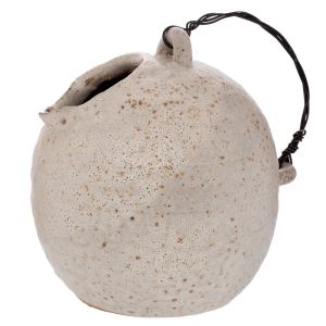 GREY CERAMIC VASE AND WIRE HANDLE 19X19X20 CM