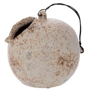 GREY CERAMIC VASE AND WIRE HANDLE 24X24X26 CM