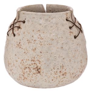 СИВА КЕРАМИЧНА САКСИЯ С ТЕЛЕНИ ВРЪЗКИ 19X19X16 СМ