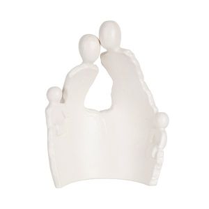 Ceramic family sculpture white 14.2x8x19.5cm