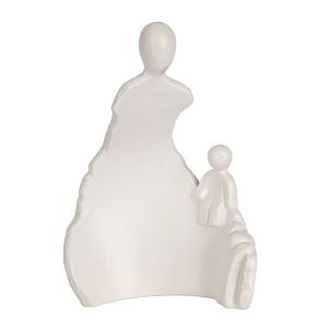 Ceramic family sculpture white 14.8x7.9x20.9cm